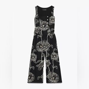 NWT Zara Woman Bloggers Fav FLORAL EMBROIDERY JUMPSUIT Size S Small